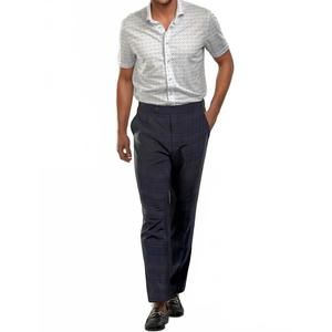 NEW BUKI pleated wool trouser pants in navy plaid